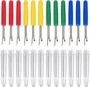 DS. Distinctive Style Seam Rippers Set of 12 Sewing Remover Thread Unpicker with Plastic Cover for Sewing and Crafting (Random Color)