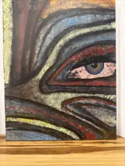 Acrylic Abstract painting of masculine Eyeball on canvas 16x20 Original Art