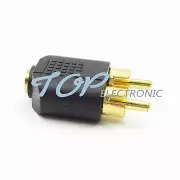 10PCS Gold 3.5 mm Female To 2 RCA MALE Stereo Audio Adapter Connector Convertor