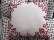 Chaps JULIETTE Ivory Cream Red Floral Embroidered Decorative Pillow 20" Square