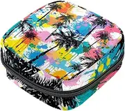 Period Bag,Sanitary Napkin Storage Bag,Watercolor Tropical Palm Tree,Tampon Holder for Purse