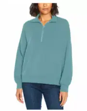 NEW Three Dots Women's Ribbed Cuff Quarter Zip Pullover Size XL
