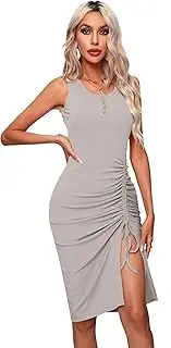 [FEIXIANG] Women's Summer Sleeveless Pleated Mini Dress Casual Fashion Sexy Beach Resort Midi Dress