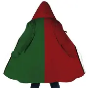 Personalized Hooded Cloak Coat, Red Green White Christmas Color Block Cloak