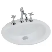 Crystal Fully-Inset Basin, 3 Tap Holes, Gloss White