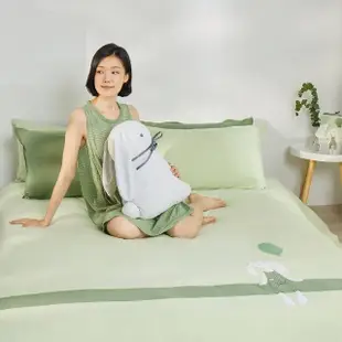 【YVONNE 以旺傢飾】100%美國純棉被套+枕套組-氣球垂耳兔 淺蘆薈綠(加大)