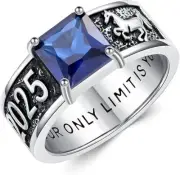 Full Customized Square Gemstone University High School Class Ring Gift For Women