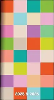 TF PUBLISHING 2025-2026 Check Your Colors 2-Year Small Monthly Pocket Planner - 2-Page Large Calendar Grid and Lined Notes Section in Back - Monthly Day Planner for Purse - 3.5" x 6.5"