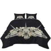 Cool and Scary Unicorn Skulls Coverlet