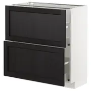 METOD base cabinet with 2 drawers, white Maximera/Lerhyttan black stained, 80x37x80 cm