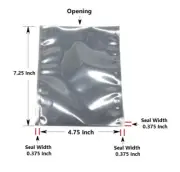 Anti Static Shield Bag 4.75 X 6.875 Inch Open End 1000Pcs, Clear Heat Sealable