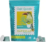 [CAFE QUINDIO] Compostable Coffee Pods, compatible with Nespresso Original machines - Genova Single Origin Coffee - 25 Pods/Bag