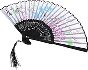 Zerodeko Folding Hand Fan Dancing Fan with Tassel Vintage Hand Fan Chinese Style Fan for Decor