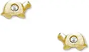 [JewelryWeb] 14k Yellow Gold Enamel Screw Back Turtle Earrings 4x7mm Stud Earring for Women