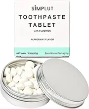 SIMPLUT Toothpaste Tablet – 60 Flavored Toothpaste Tabs – Mouthwash Tablets Ideal for Camping and Travel – Keep Your Breath Fresh on the Go (Peppermint)