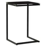 Fin Side Table Black 40X40X60Cm Tempered Glass Accent End Couch Tea Table