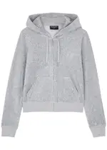 Juicy Couture Classic Robertson Hooded Velour Sweatshirt - Grey - XS (UK6 / XS) XS (UK6 / XS)