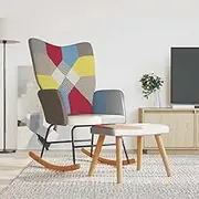 Rocking Chair with a Stool Patchwork Fabric,Rocking Chairs 12.5KG-328192