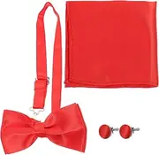 [Holibanna] Men' Girdle Tie Pocket Square Three- Shirt Tie for Men Suit for Men Prom Bow Tie Formal Bowties Groom Suits for Men Suit Buttons Satin Red