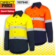Hard Yakka Work Shirt HI VIS Vented Long Sleeve with Tape Y07940 NEW