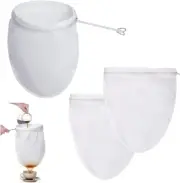 3 Pcs Ultra Fine Mesh Strainer Bags Cheesecloth Strainer with Handle Reusable...