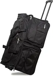 [Dejuno] 28-Inch Rolling Duffle Bag, Black, Black, 28-inch Rolling Duffle Bag