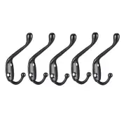 Dual Prong Coat Hooks Wall Mounted Double Towel Hook 80mm x 18mm x 55mm 5pcs