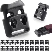 20 PCS Plastic Cord Locks for Paracord Drawstring Clip, Double Hole Spring Toggl