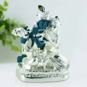 Radha Krishna Idol in Silver Plated Base