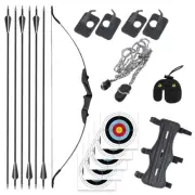 53Inch Takedown Recurve Bow with 6x Carbon Arrows Finger Savers Camping Hiking