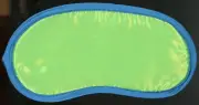 Sleep Mask Padded Satin Lime Blue 7 5/8"w black elastic band New in U.S. B4-C5