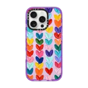 iPhone 16 Pro Impact Case Clear Polka Daub Hearts