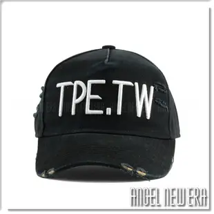 【ANGEL NEW ERA 】TPE.TW  Taipei 台灣 台北 地區 帽 破壞 水洗 卡車帽 仿舊 黑