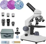 [Esoldnic] Compound Microscope Biological Microscopes for School Laboratory Home Education,40X-2000X Microscopes for Kids Students Adults, Microscope Slides & 100pcs Coverslips, Microscope Kit with Phone Holder