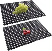 WEZCHUGHAOL Durable 2-Pack Kitchen Sink Mats for Stainless Steel/Ceramic Sinks - Eco-Friendly PVC Protectors with Adjustable, Fast Draining Design - Stylish Dots Pattern - 11.8x15.7 Inches