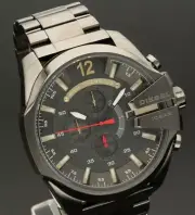 Diesel Mega Chief Silver Black Dial Chronograph Watch DZ4421 NO BOX