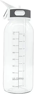 Sports Water Bottle with Straw 1Litre Durable Leakproof Bpa Free Gym Flip Sipper Bottle(1L Clear)