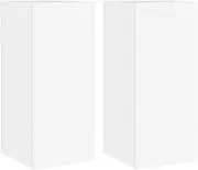 TV Wall Cabinet with Lights - 2 Pack White Engineered Wood TV Unit (30.5x35x70 cm) for Living Room & Bedroom, Modern Space-Saving Storage Solution
