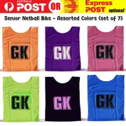 Senior Size Netball Bibs Mesh Assorted Colors Set of 7 AUS Stock Free Delivery