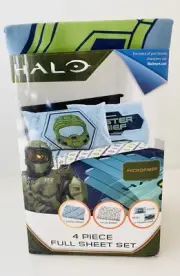 Halo Infinite Master Chief NEW Full Sheet Set - Fitted + Flat Sheets + 2 Pillow