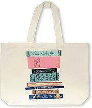 [Kate Spade New York] Cute Extra Large Canvas Tote Bag for Women, Canvas Beach Bag, Book Tote with Pocket, Stack of Classics, Stack of Classics, One Size, Classic