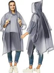 SHOCHX Poncho Rain Coat, 2 Pcs Adult Waterproof Reusable Lightweight RainCoat with Hood, Portable Emergency Poncho for Family Outdoor Activity