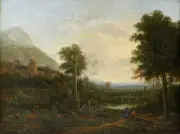 Claude Lorrain -Landscape with a Column Giclee Fine Art Print on Canvas Wall 36"
