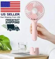 2 x Handheld Mini Fan with Stand Rechargeable USB Longlasting Portable