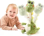 TUMAMA Talking Dancing Dinosaurs Toys,Animated Twisting Electronic Dinosaurs Plush Musical Toy with Recording Repeating Speaking,Singing Dinosaurs Baby Toy Gifts for Boys Girls Kids