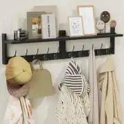34.2" Extra Long Wooden Wall Hook Rack with Shelf - Versatile and Decorative ...
