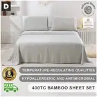 Natural Home Bamboo Soft Hypoallergenic Flat Fitted Sheet Set Dove Grey Double