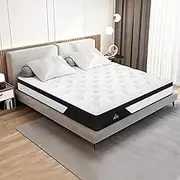 STARRY EUCALYPT Double Mattress 18cm Thick Duracoil Bonnell Spring, Euro Top Bed Mattress with Airflow High Density Memory Foam and Enhanced Edge Support, Medium Firm with Topper Mattress Pad
