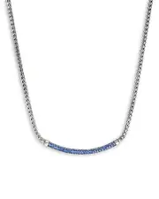 John Hardy Sterling Silver Jh Essentials Blue Sapphire Pave Curved Bar Necklace, 16-18