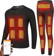 [IMYOGI] Cozy Electric Heated Underwear Suit, USB Battery Power 22 Zones Thermal Underwears Shirt and Pants for Man Woman